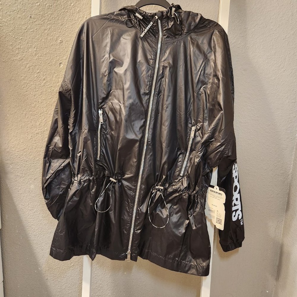 New Women's Long Anorak Jacket with Hood Hoodie Black lightweight Size M
